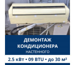Демонтаж настенного кондиционера Aux до 2.5 кВт (09 BTU) до 30 м2